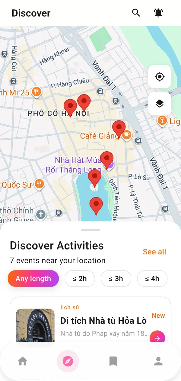 Sponty map of experiences around you in Hanoi