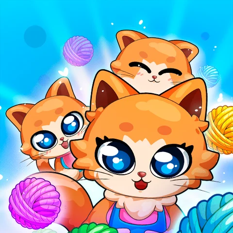 Meowther’s Quest game icon: three kittens and balls of yarn